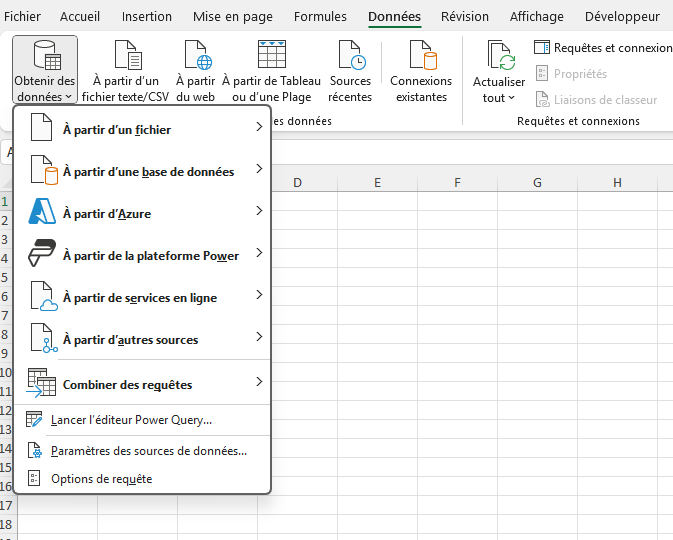 Power query - obtenir des données