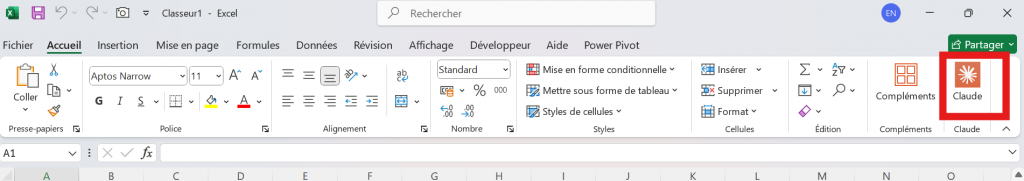 Claude dans Excel