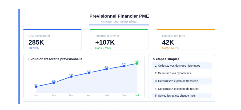 Prévisionnel financier PME : la méthode simple pour anticiper et piloter votre activité en 2026