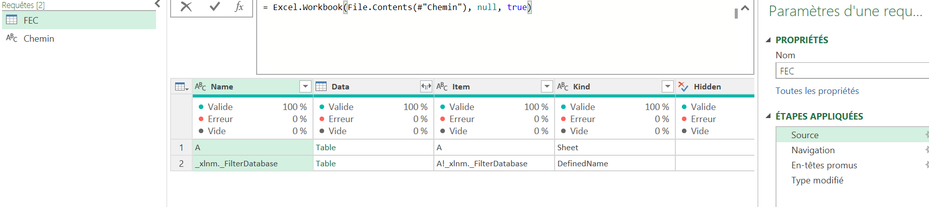 Formule de l'étape Source modifiée avec la référence #Chemin