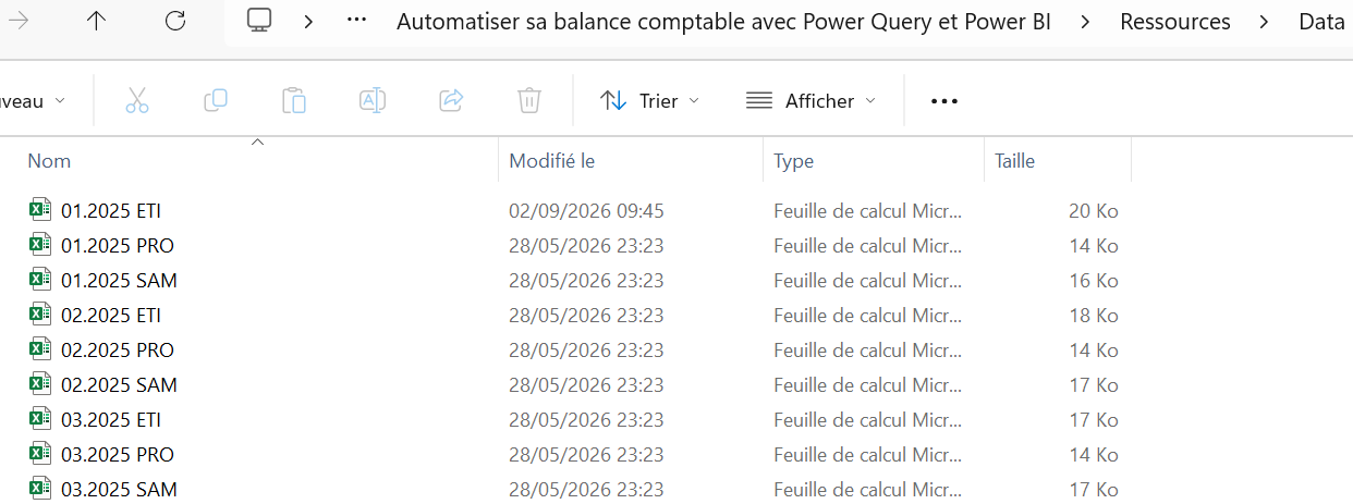 Fichiers Excel ranges dans un meme dossier avant consolidation