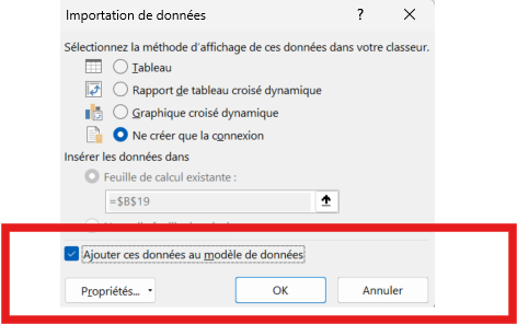Bouton Ajouter au modele de donnees dans le ruban Power Pivot