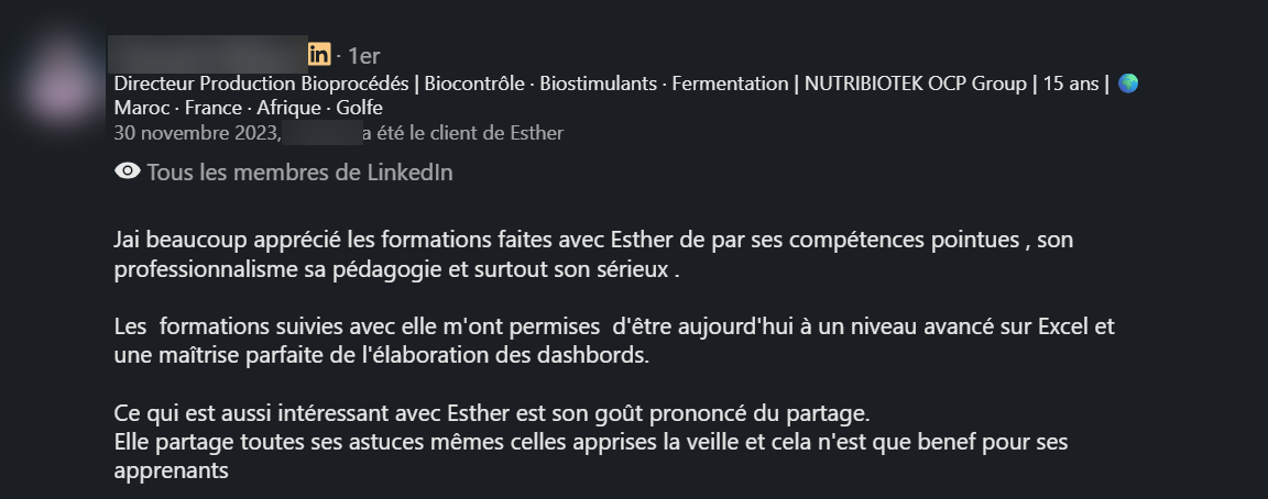 Recommandation d’un ancien élève