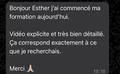 Retour d’un élève par WhatsApp sur la formation